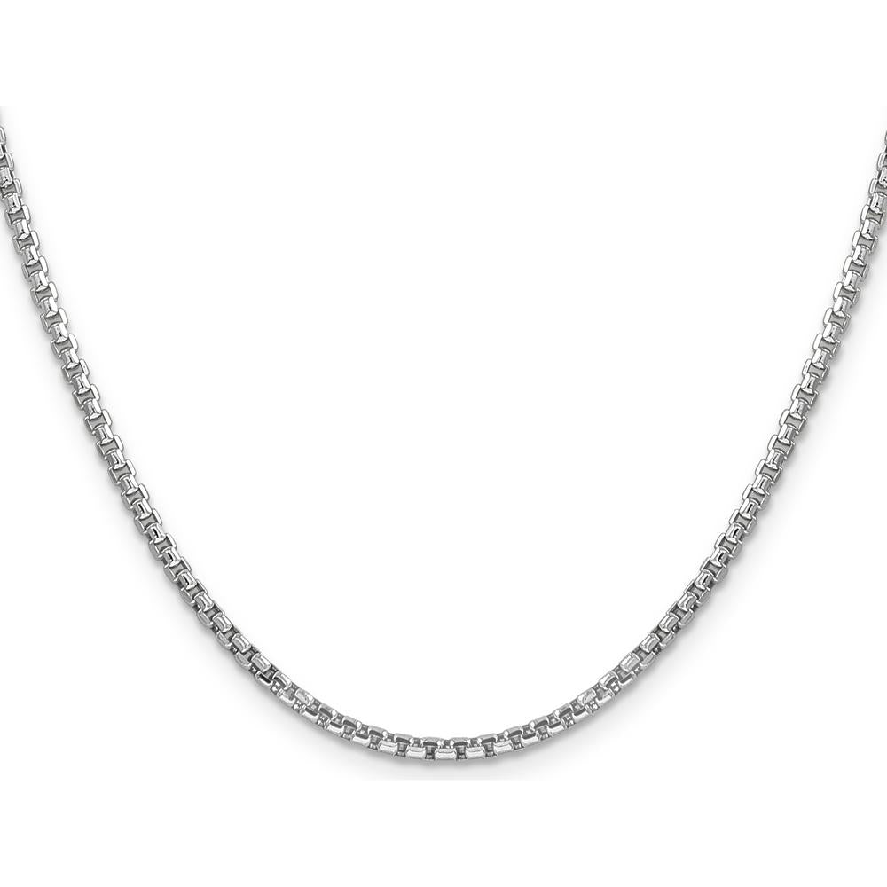14K White Gold 26" 2.45mm Semi-Solid Round Box Chain with Lobster Clasp by IBGoodman
