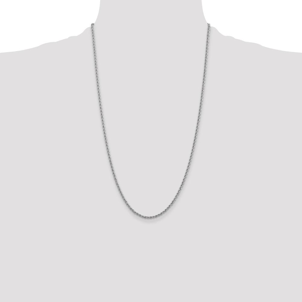 14K White Gold 26" 2.5mm Rope Chain Necklace with Lobster Clasp - Polished Finish by 0