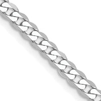 14K White Gold 26" 2.9mm Flat Beveled Curb Chain with Lobster Clasp by 0