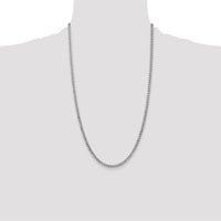 14K White Gold 26" 3.35mm Semi-Solid Curb Chain with Lobster Clasp by Oro Pregiato