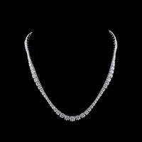 14K White Gold 26.35 Carat Graduated Riviera Necklace with 99 Prong-Set Round Lab Diamonds - E-F Color VS1 Clarity - Covaloro Fine Jewelry