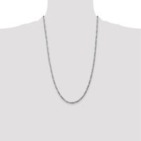14K White Gold 26" 3mm Flat Figaro Chain with Lobster Clasp - Polished Finish by 0