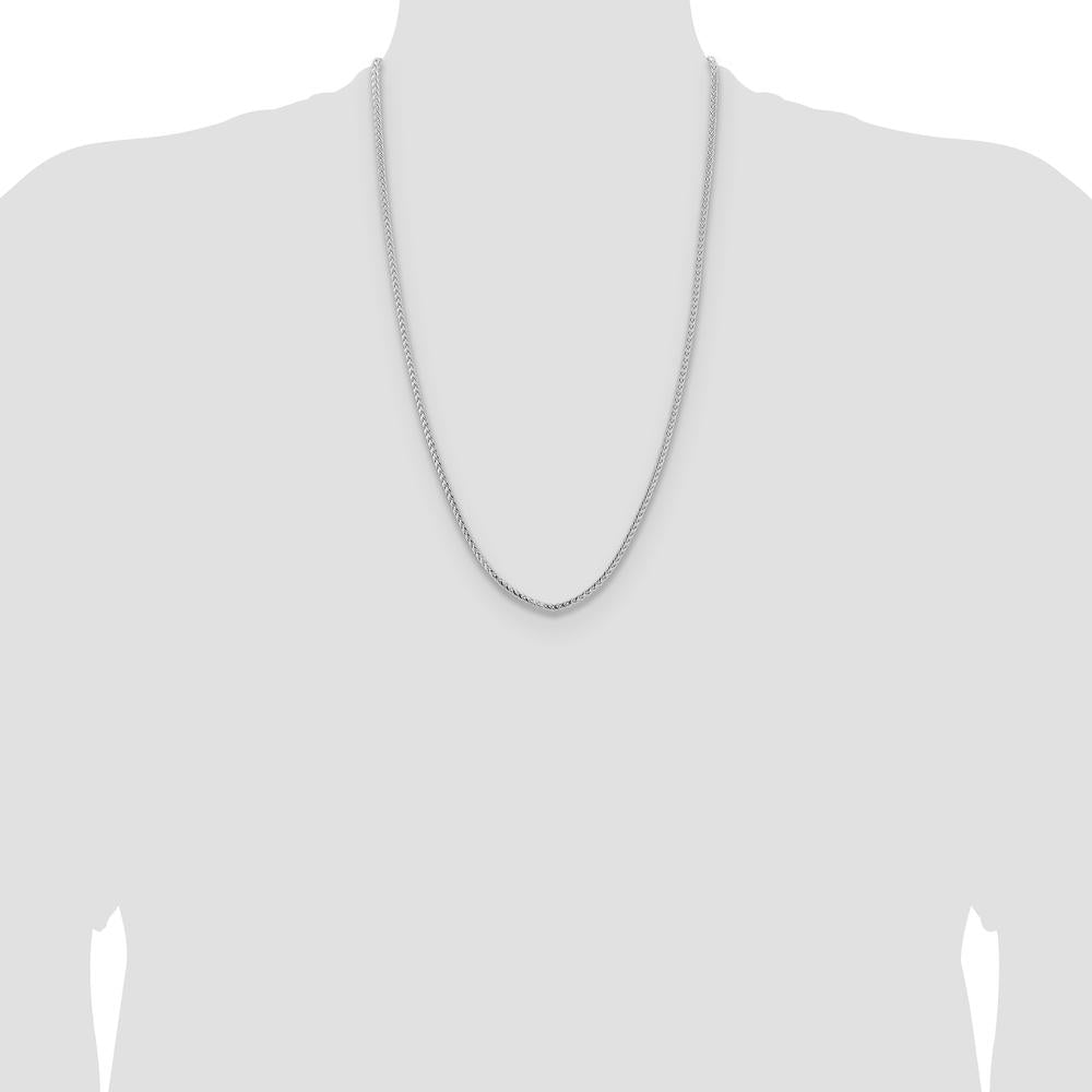 14K White Gold 26" 3mm Franco Chain with Fancy Lobster Clasp by Oro Pregiato