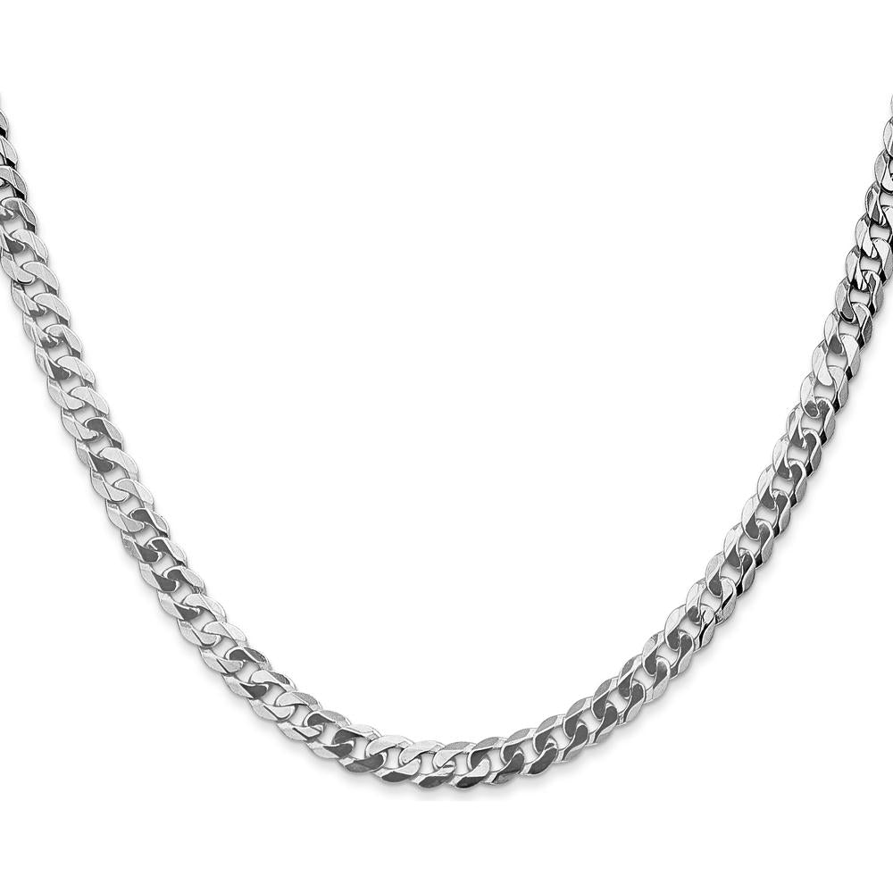 14K White Gold 26" 4.75mm Flat Beveled Curb Chain with Lobster Clasp by 0