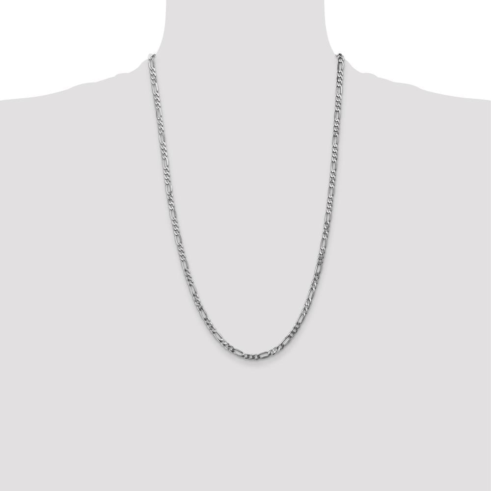 14K White Gold 26" 4mm Figaro Chain Necklace with Lobster Clasp by 0
