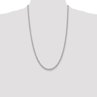 14K White Gold 26" 4mm Solid Rope Chain Necklace with Lobster Clasp by 0