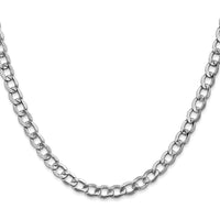 14K White Gold 26" 5.25mm Semi-Solid Curb Chain with Lobster Clasp by Oro Pregiato