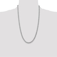 14K White Gold 26" 5.25mm Semi-Solid Curb Chain with Lobster Clasp by Oro Pregiato