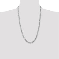 14K White Gold 26" 5.5mm Flat Figaro Chain with Lobster Clasp by Oro Pregiato