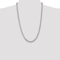 14K White Gold 26" 5.5mm Solid Miami Cuban Link Chain with Lobster Clasp by Oro Pregiato