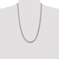 14K White Gold 26" 5.75mm Flat Beveled Curb Chain with Lobster Clasp by 0
