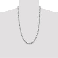 14K White Gold 26" 5.75mm Semi-Solid Figaro Chain with Lobster Clasp by Oro Pregiato