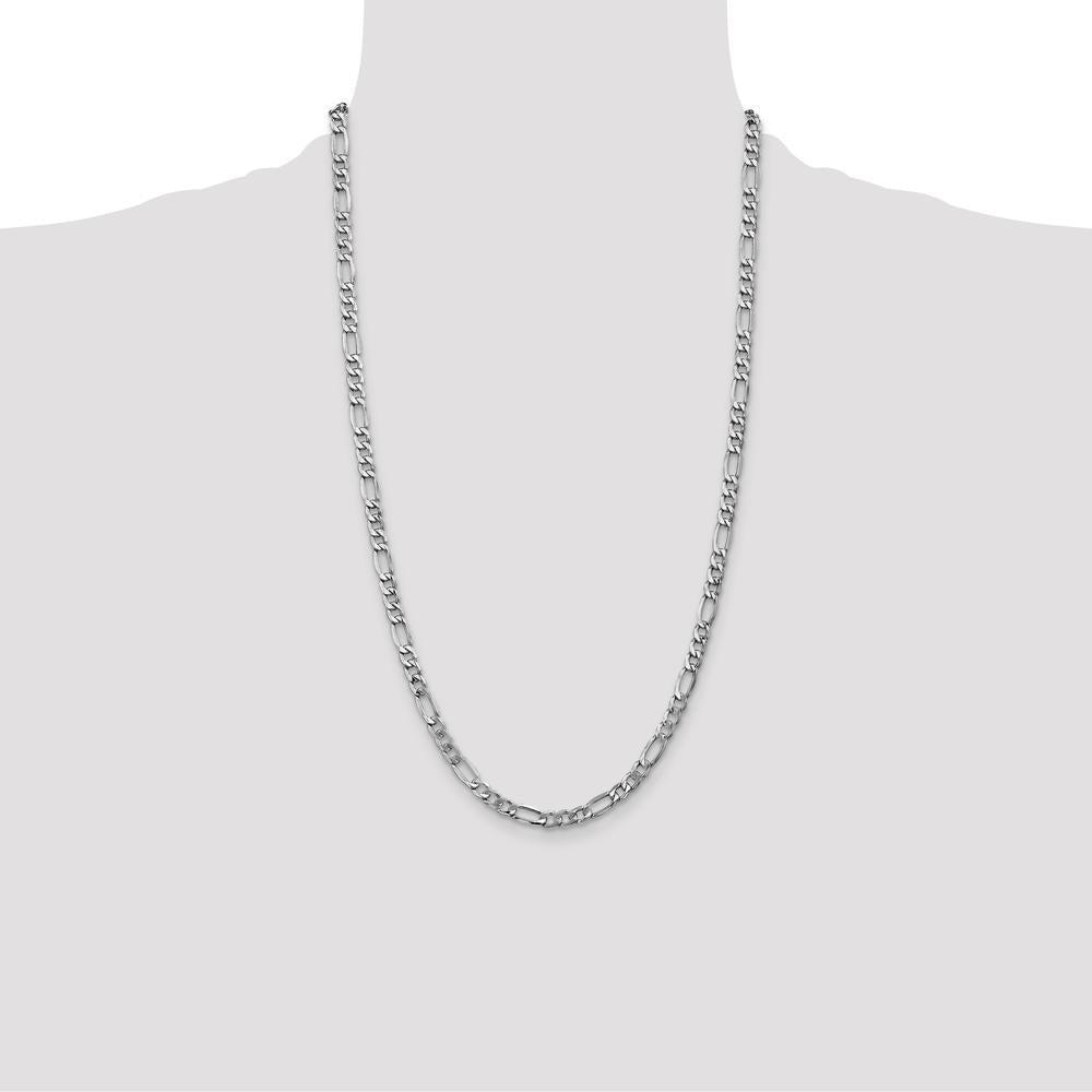 14K White Gold 26" 5.75mm Semi-Solid Figaro Chain with Lobster Clasp by Oro Pregiato