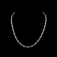 14K White Gold 26.67 Carat Tennis Necklace with Alternating Marquise and Round Lab-Grown Diamonds - E-F VS Clarity, East-West Set - Covaloro Fine Jewelry