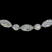 14K White Gold 26.67 Carat Tennis Necklace with Alternating Marquise and Round Lab-Grown Diamonds - E-F VS Clarity, East-West Set - Covaloro Fine Jewelry