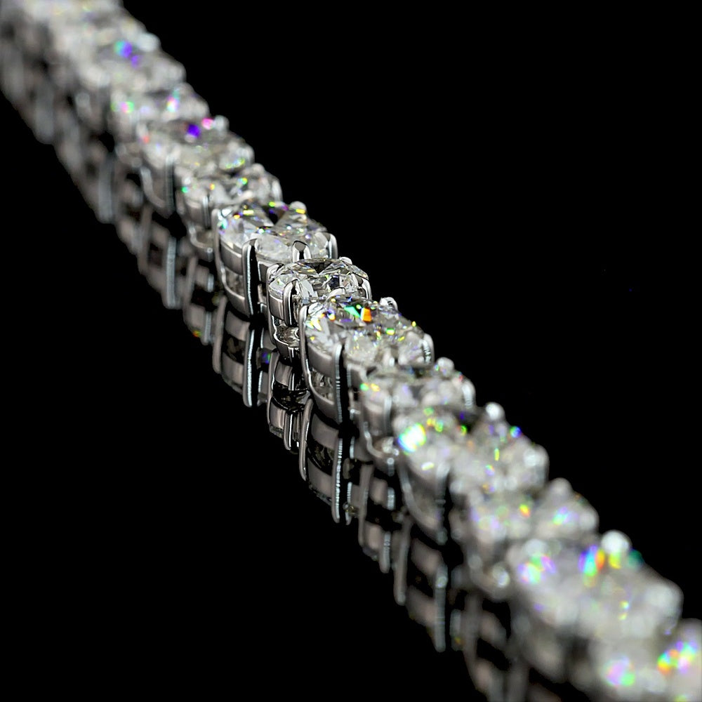 14K White Gold 26.67 Carat Tennis Necklace with Alternating Marquise and Round Lab-Grown Diamonds - E-F VS Clarity, East-West Set - Covaloro Fine Jewelry