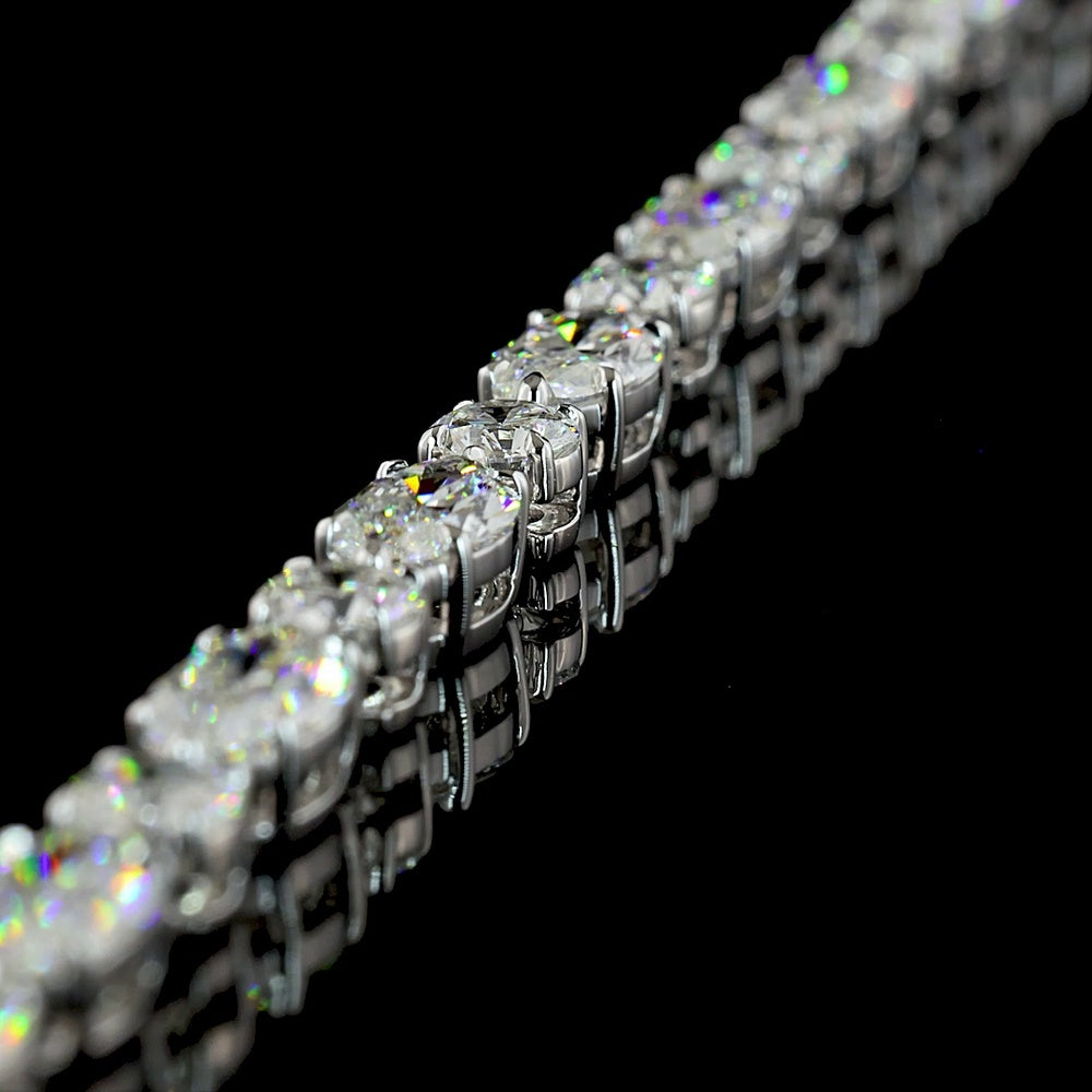 14K White Gold 26.67 Carat Tennis Necklace with Alternating Marquise and Round Lab-Grown Diamonds - E-F VS Clarity, East-West Set - Covaloro Fine Jewelry