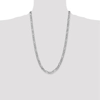 14K White Gold 26" 6mm Flat Figaro Chain Necklace with Lobster Clasp by Oro Pregiato