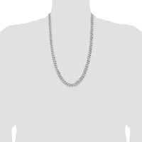 14K White Gold 26" 8mm Flat Beveled Curb Chain with Lobster Clasp by 0