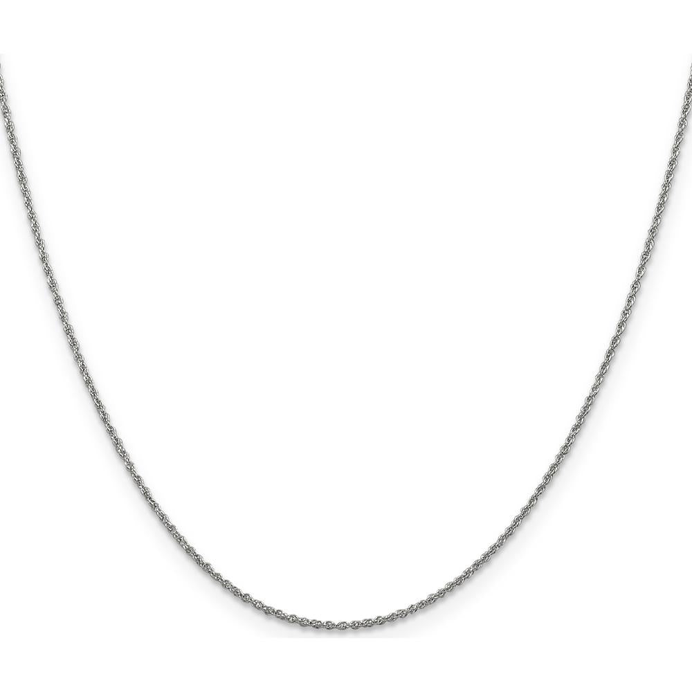 14K White Gold 26" Baby Rope Chain with Spring Ring Clasp - Polished Rhodium Finish by Oro Pregiato