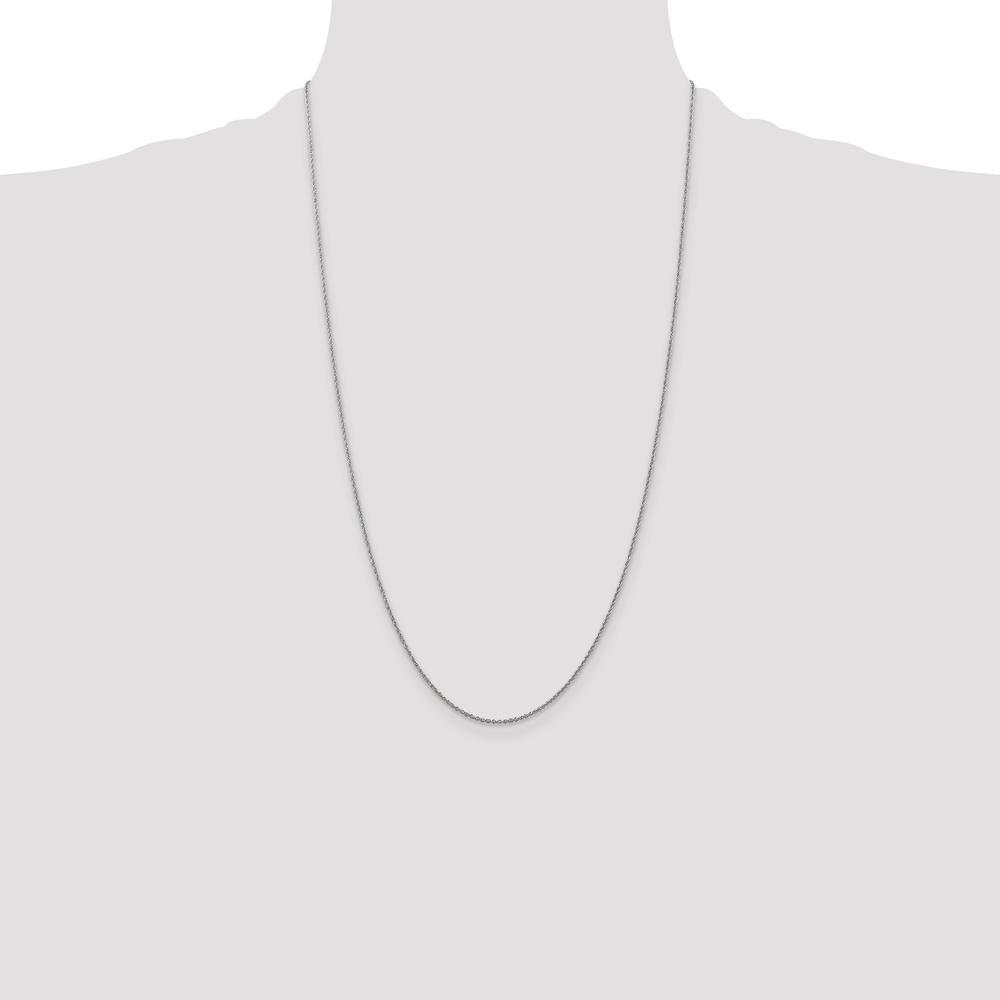 14K White Gold 26" Baby Rope Chain with Spring Ring Clasp - Polished Rhodium Finish by Oro Pregiato