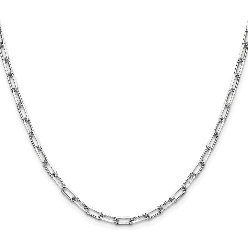 14K White Gold 26" Beveled Paperclip Chain Necklace by Oro Pregiato