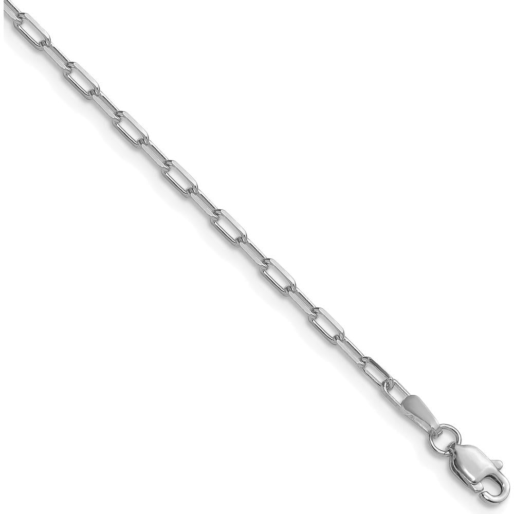 14K White Gold 26" Beveled Paperclip Chain Necklace - Polished Finish by Oro Pregiato