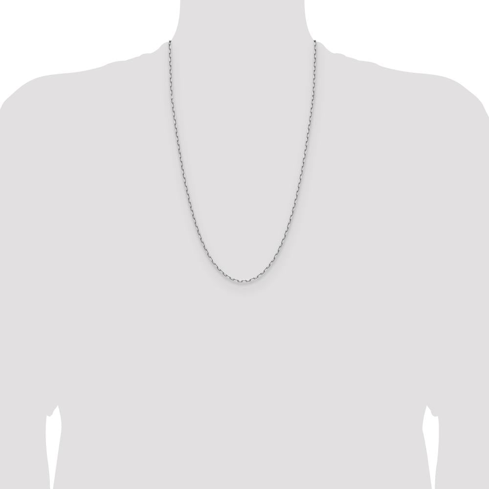 14K White Gold 26" Beveled Paperclip Chain Necklace - Polished Finish by Oro Pregiato