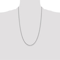 14K White Gold 26" Box Chain Necklace with Lobster Clasp and Rhodium Plating by Oro Pregiato