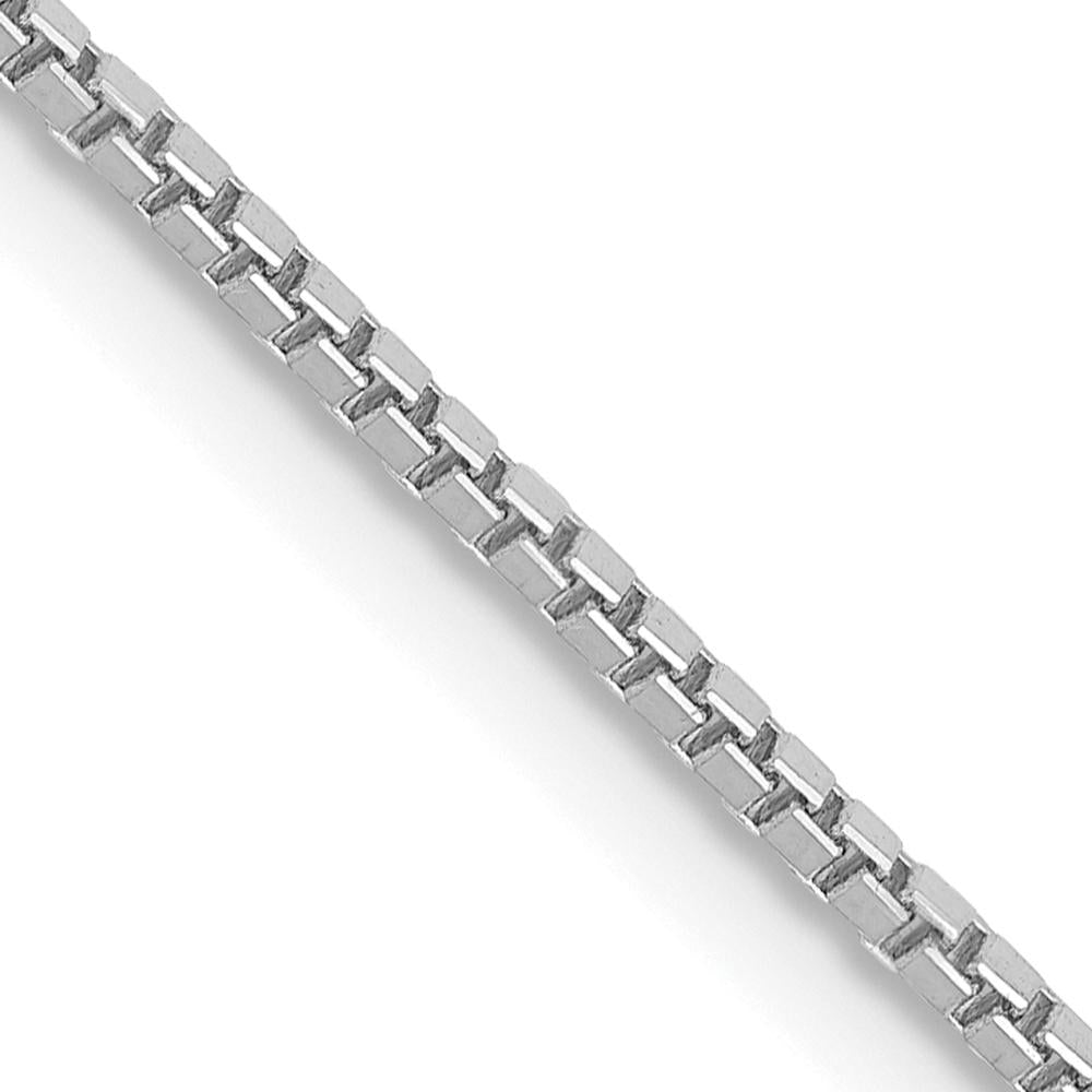 14K White Gold 26" Box Chain Necklace with Lobster Clasp - Rhodium Plated Finish by Oro Pregiato