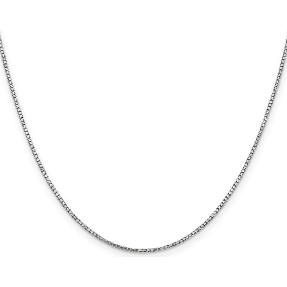 14K White Gold 26" Box Chain Necklace with Lobster Clasp - Rhodium Plated Finish by Oro Pregiato