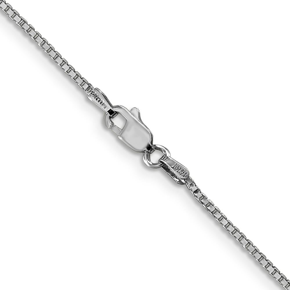 14K White Gold 26" Box Chain Necklace with Lobster Clasp - Rhodium Plated Finish by Oro Pregiato
