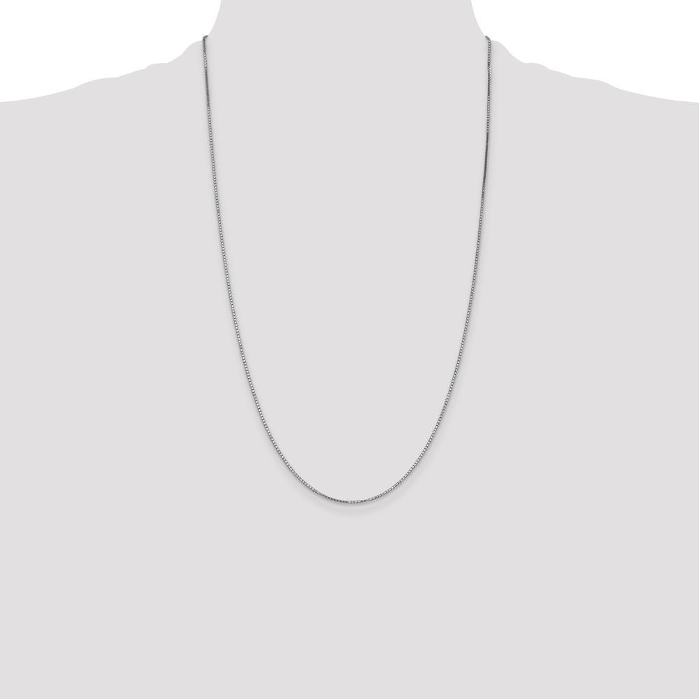 14K White Gold 26" Box Chain Necklace with Lobster Clasp - Rhodium Plated Finish by Oro Pregiato
