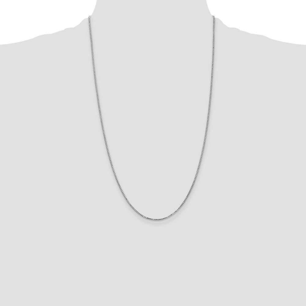 14K White Gold 26" Box Chain Necklace with Lobster Clasp by Oro Pregiato