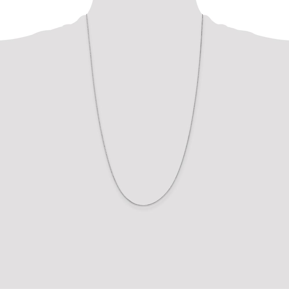 14K White Gold 26" Box Chain Necklace with Spring Ring Clasp - Polished Finish by Oro Pregiato