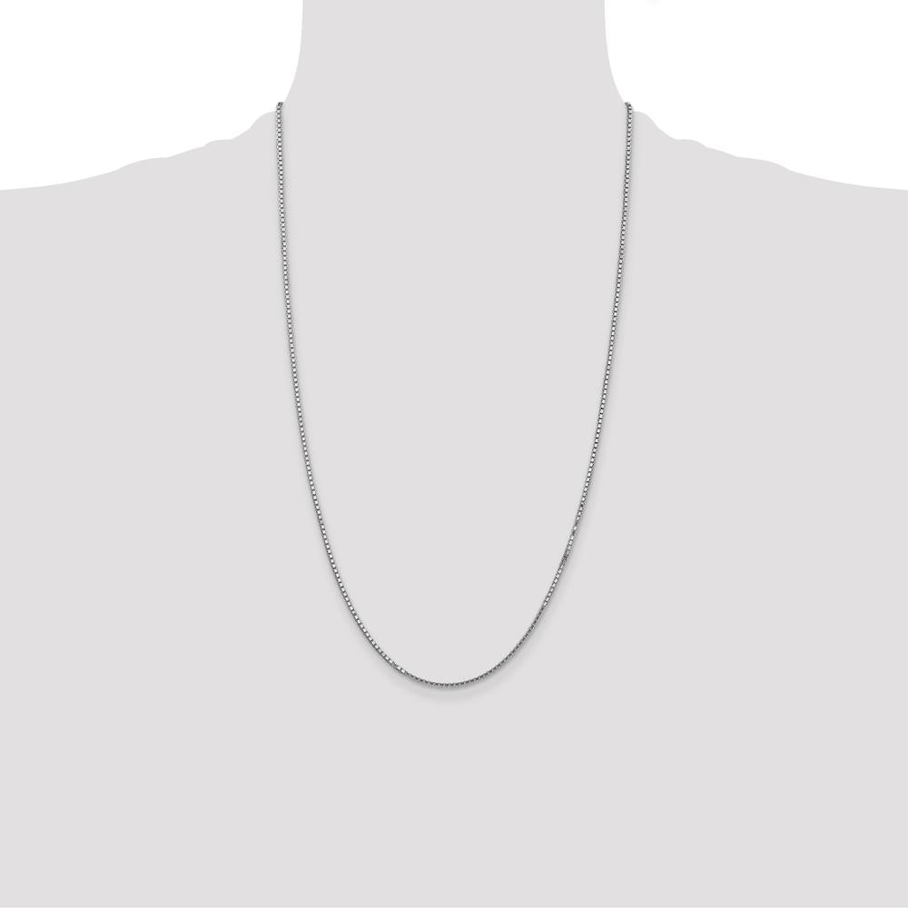 14K White Gold 26" Box Chain with Lobster Clasp - Polished Finish by Oro Pregiato
