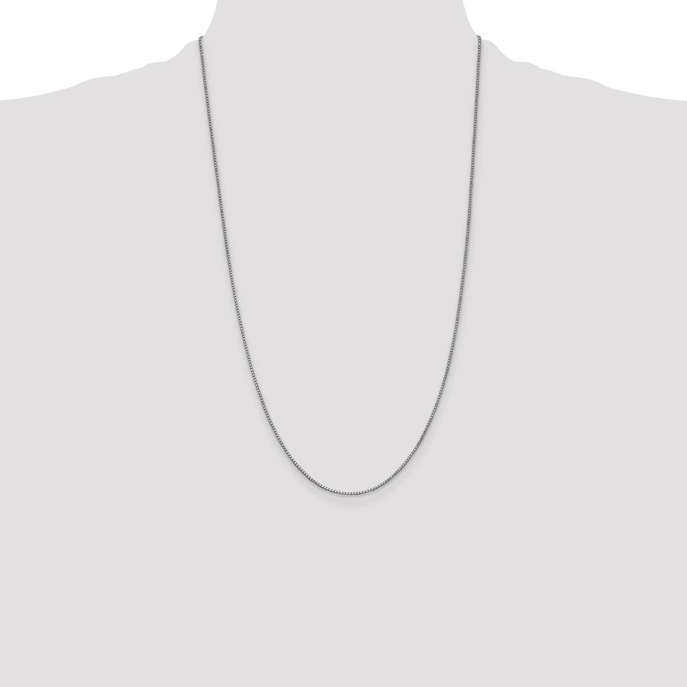 14K White Gold 26" Box Chain with Lobster Clasp - Polished Rhodium Finish by Oro Pregiato