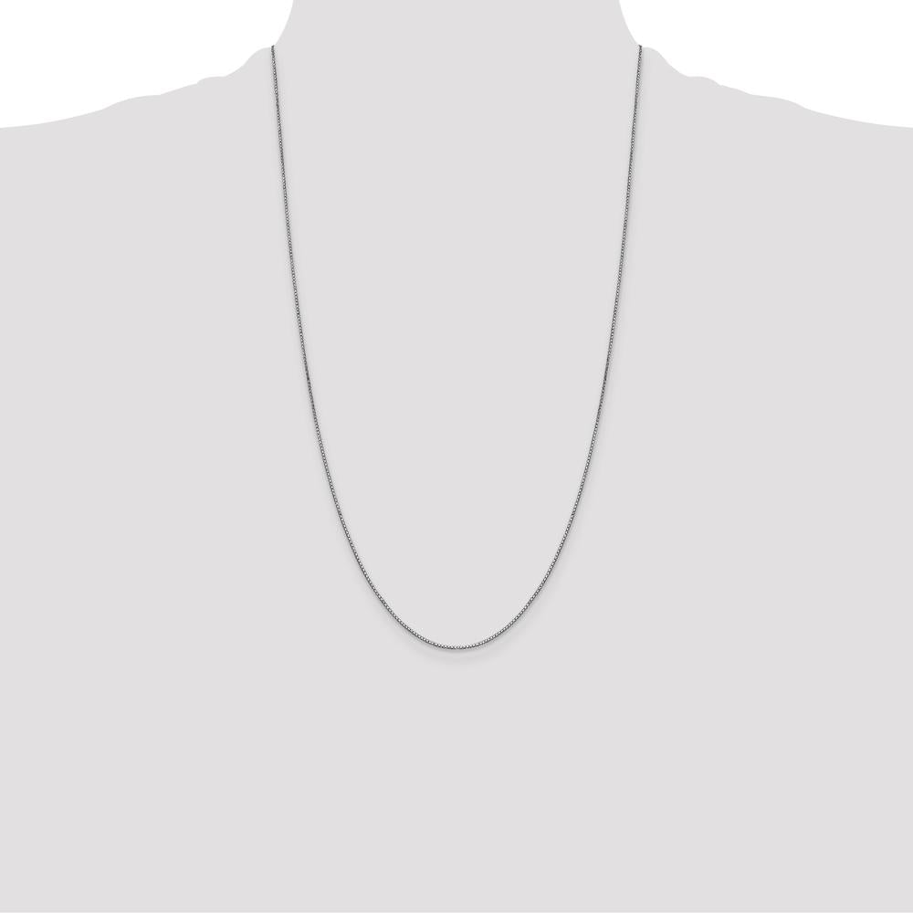 14K White Gold 26" Box Chain with Lobster Clasp - Rhodium Plated by Oro Pregiato