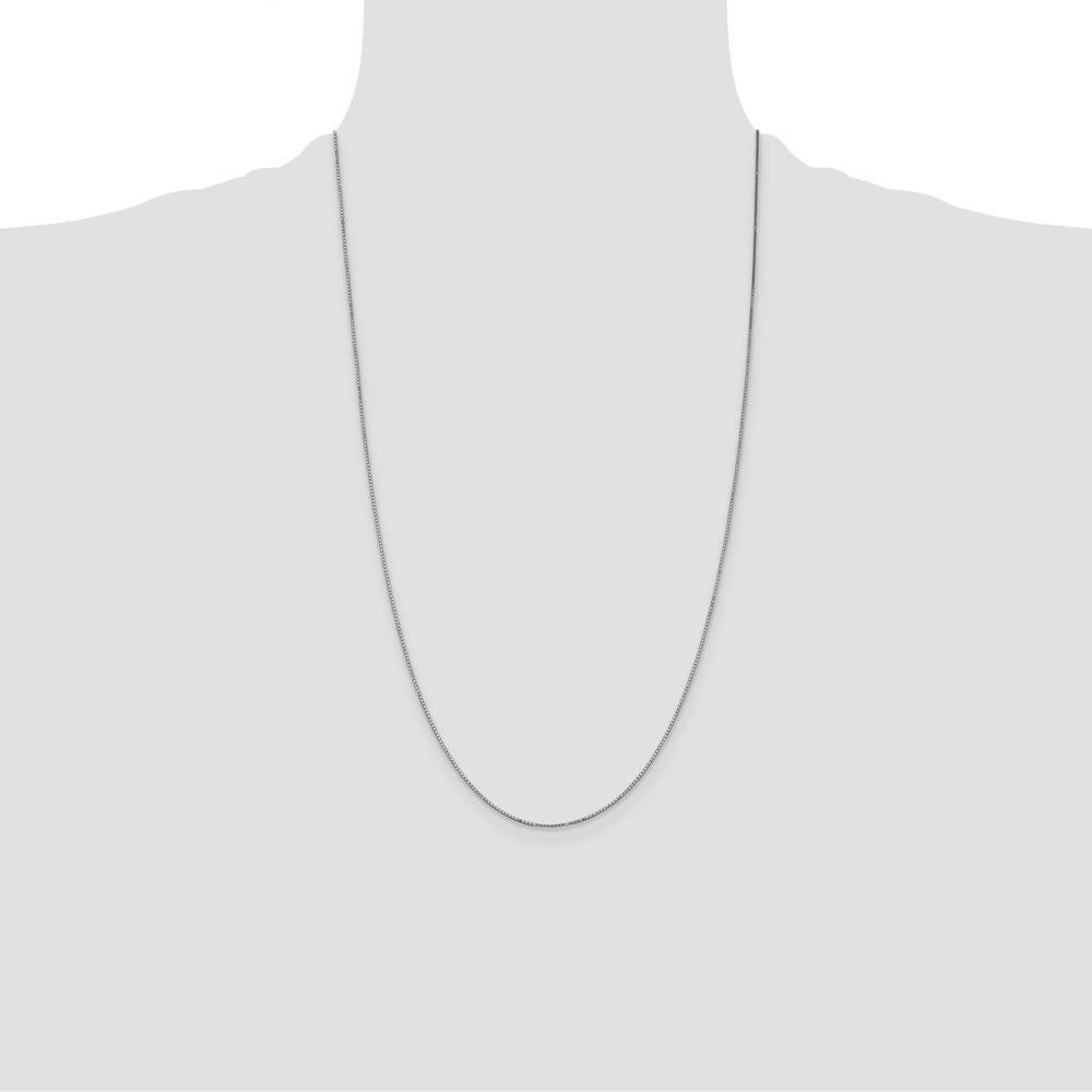 14K White Gold 26" Box Chain with Spring Ring Clasp - 0.9mm Width by Oro Pregiato