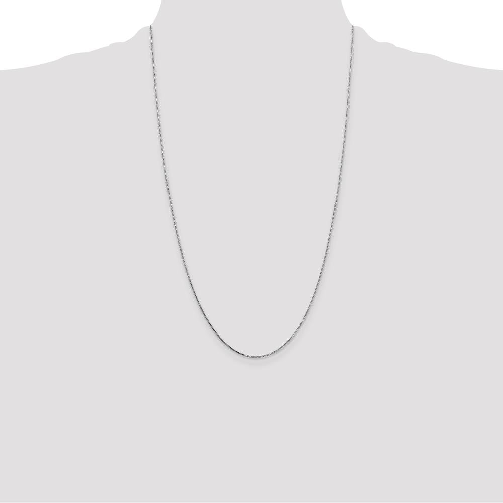 14K White Gold 26" Box Chain with Spring Ring Clasp - Polished Finish by Oro Pregiato