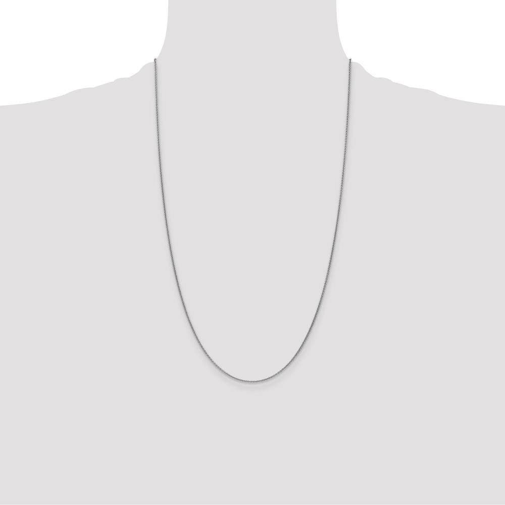 14K White Gold 26" Cable Link Chain with Lobster Clasp - 1mm Width by Oro Pregiato