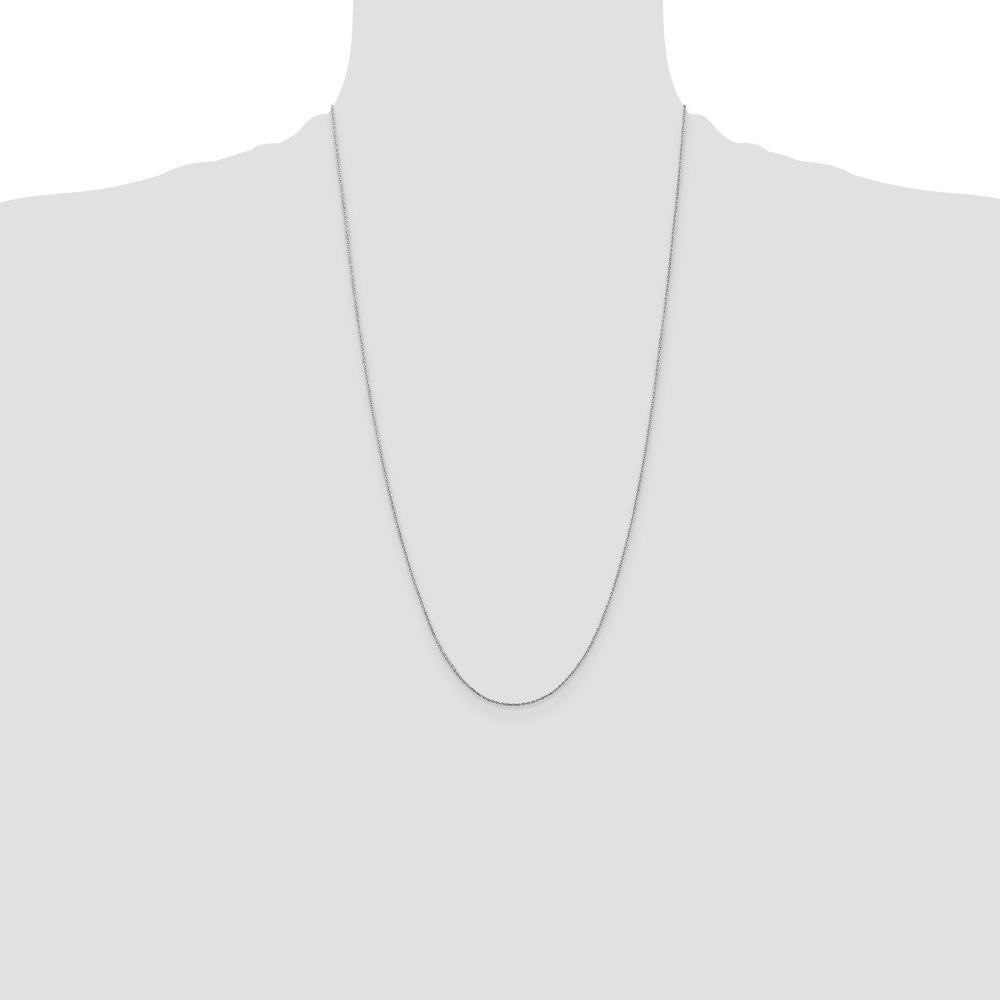 14K White Gold 26" Diamond-Cut Cable Chain with Lobster Clasp - 0.8mm Width by Oro Pregiato