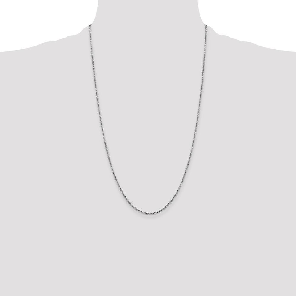 14K White Gold 26" Diamond-Cut Cable Chain with Lobster Clasp - 1.45mm Width by Oro Pregiato