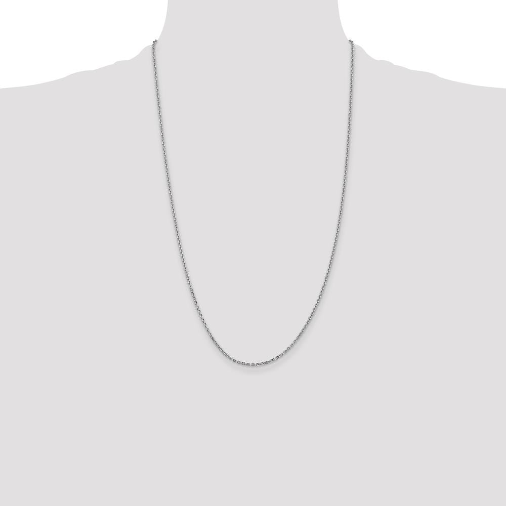 14K White Gold 26" Diamond-Cut Cable Chain with Lobster Clasp by Oro Pregiato