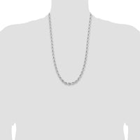 14K White Gold 26" Diamond-Cut Rope Chain Necklace with Fancy Lobster Clasp