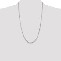 14K White Gold 26" Diamond-Cut Rope Chain Necklace with Lobster Clasp - 3.25mm Solid Polished Rhodium Finish