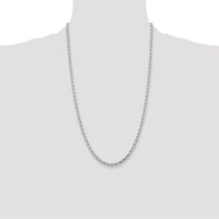 14K White Gold 26" Diamond-Cut Rope Chain Necklace with Lobster Clasp - 4.25mm Solid Design