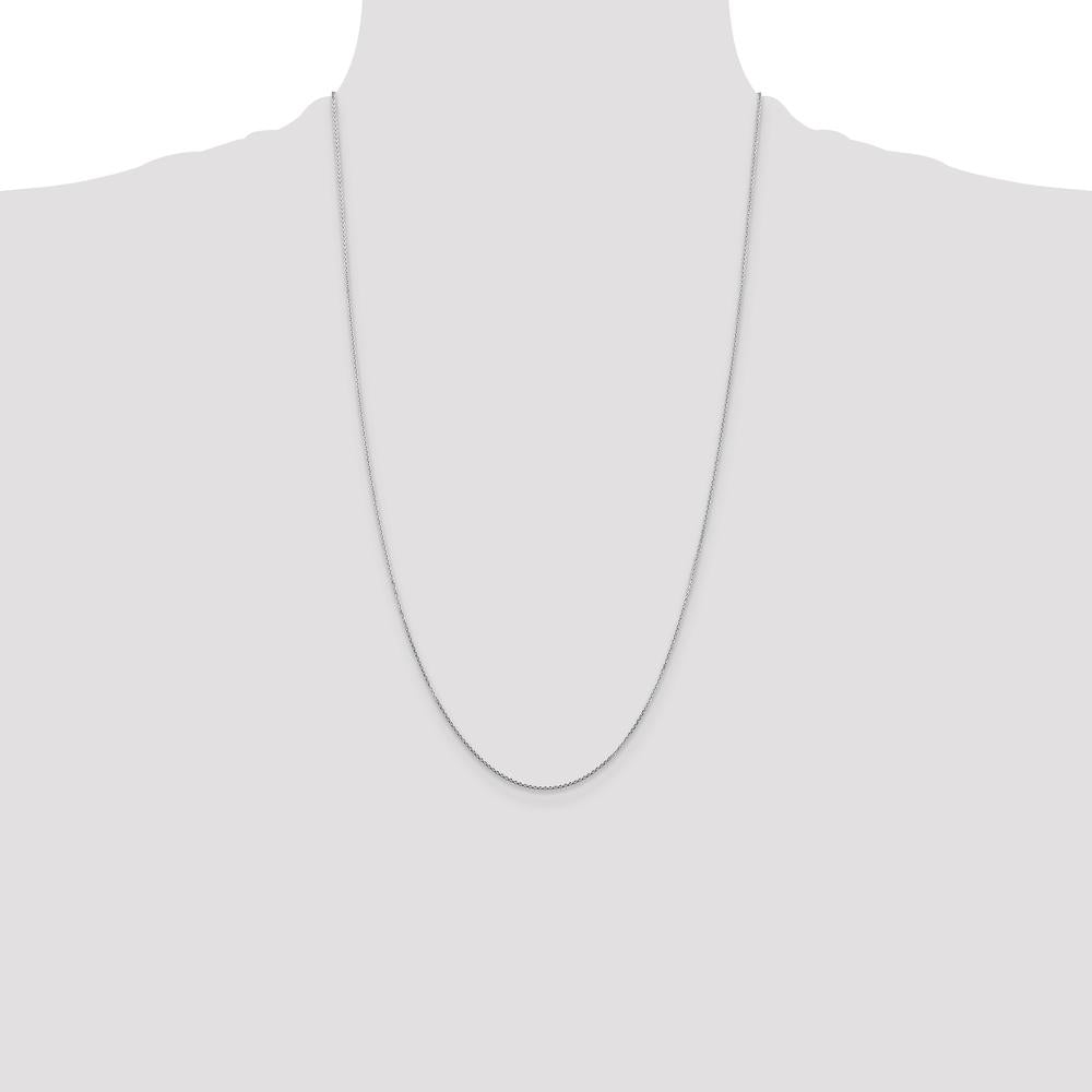 14K White Gold 26" Diamond-Cut Round Cable Chain with Lobster Clasp by Oro Pregiato