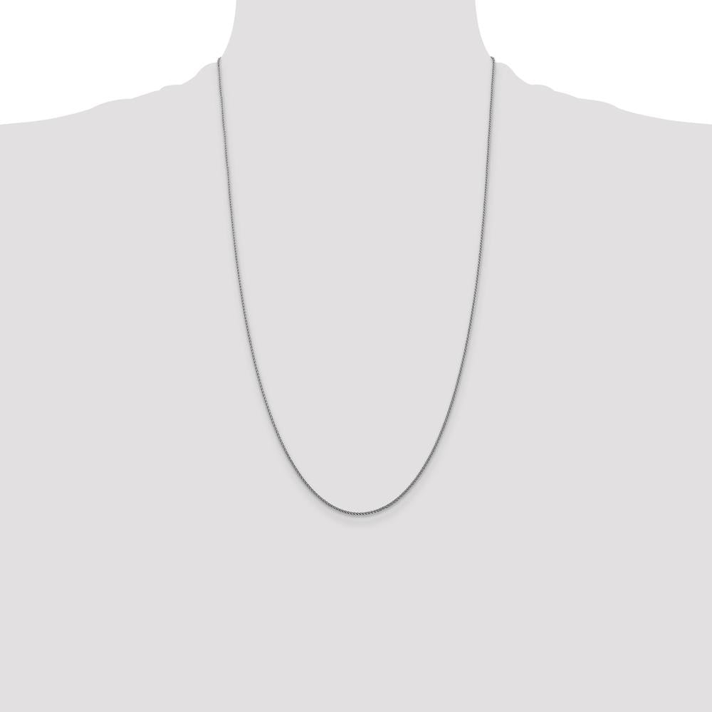 14K White Gold 26" Diamond-Cut Spiga Chain Necklace with Lobster Clasp - 1.05mm Width by Oro Pregiato