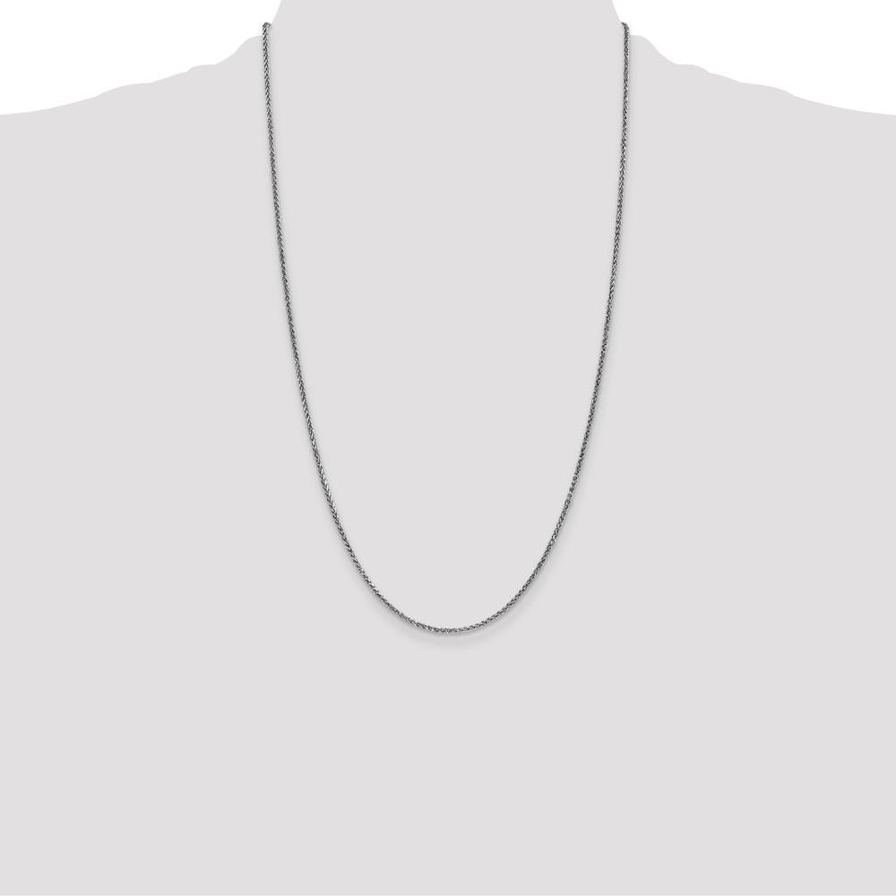 14K White Gold 26" Diamond-Cut Spiga Chain with Lobster Clasp - Polished Finish by Oro Pregiato